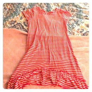 Red and white striped dress